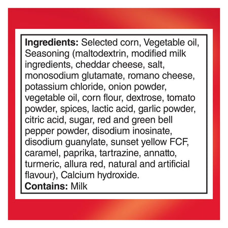 Doritos Nacho Cheese 45g ingredients label English