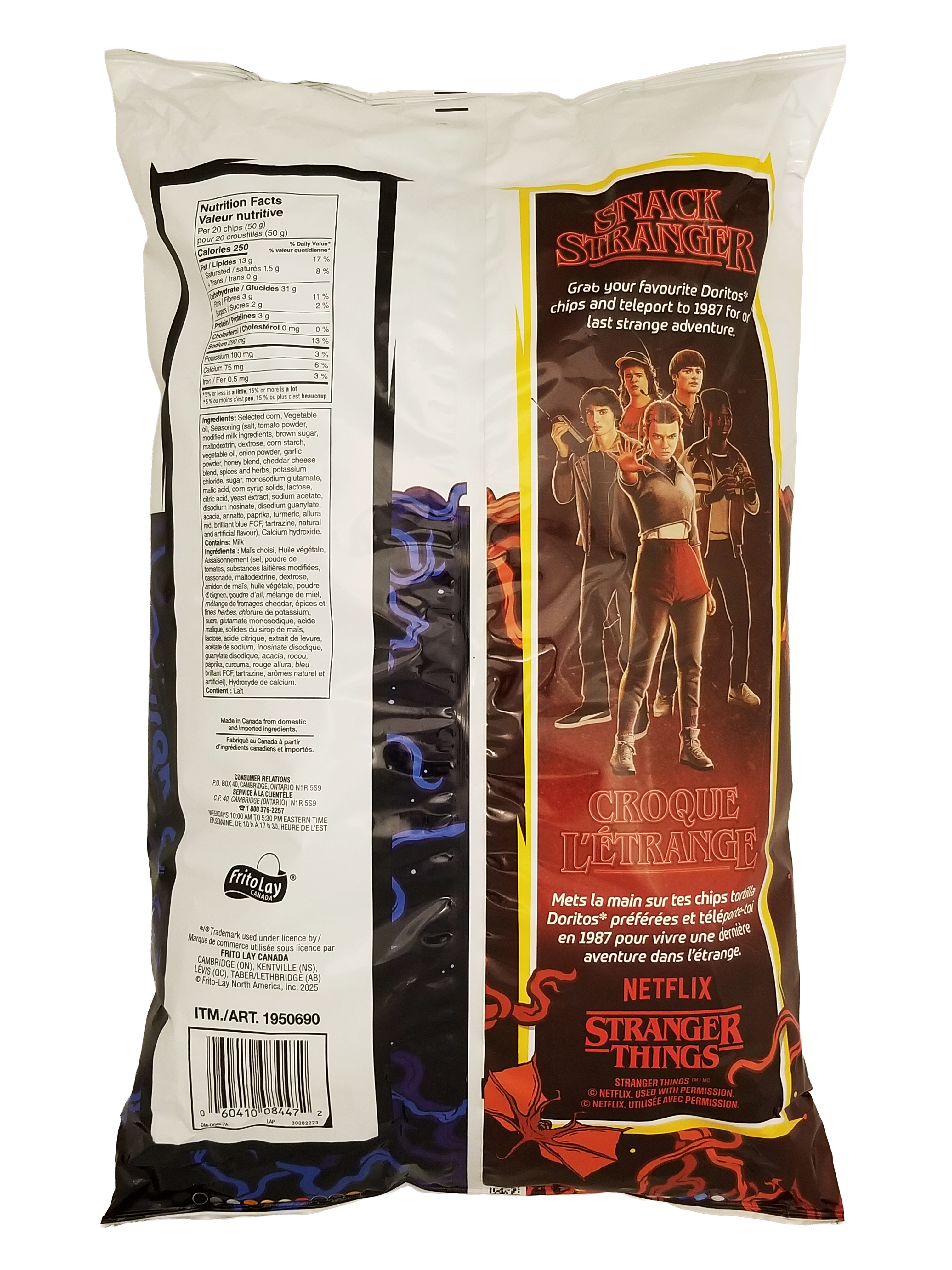 Doritos Collision Stranger Things-themed snack bag with character illustration and branding