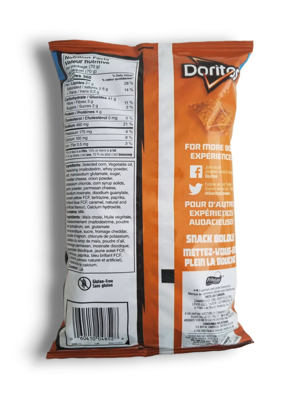 Doritos Zesty Cheese Tortilla Chips, Snack Size, 70g/2.5 oz. Bag