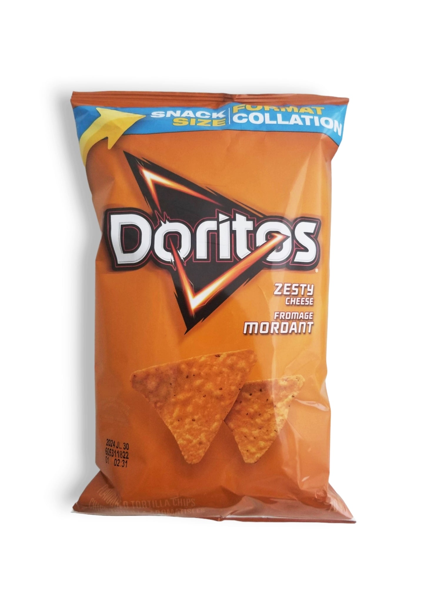 Doritos Zesty Cheese Tortilla Chips, Snack Size, 70g/2.5 oz