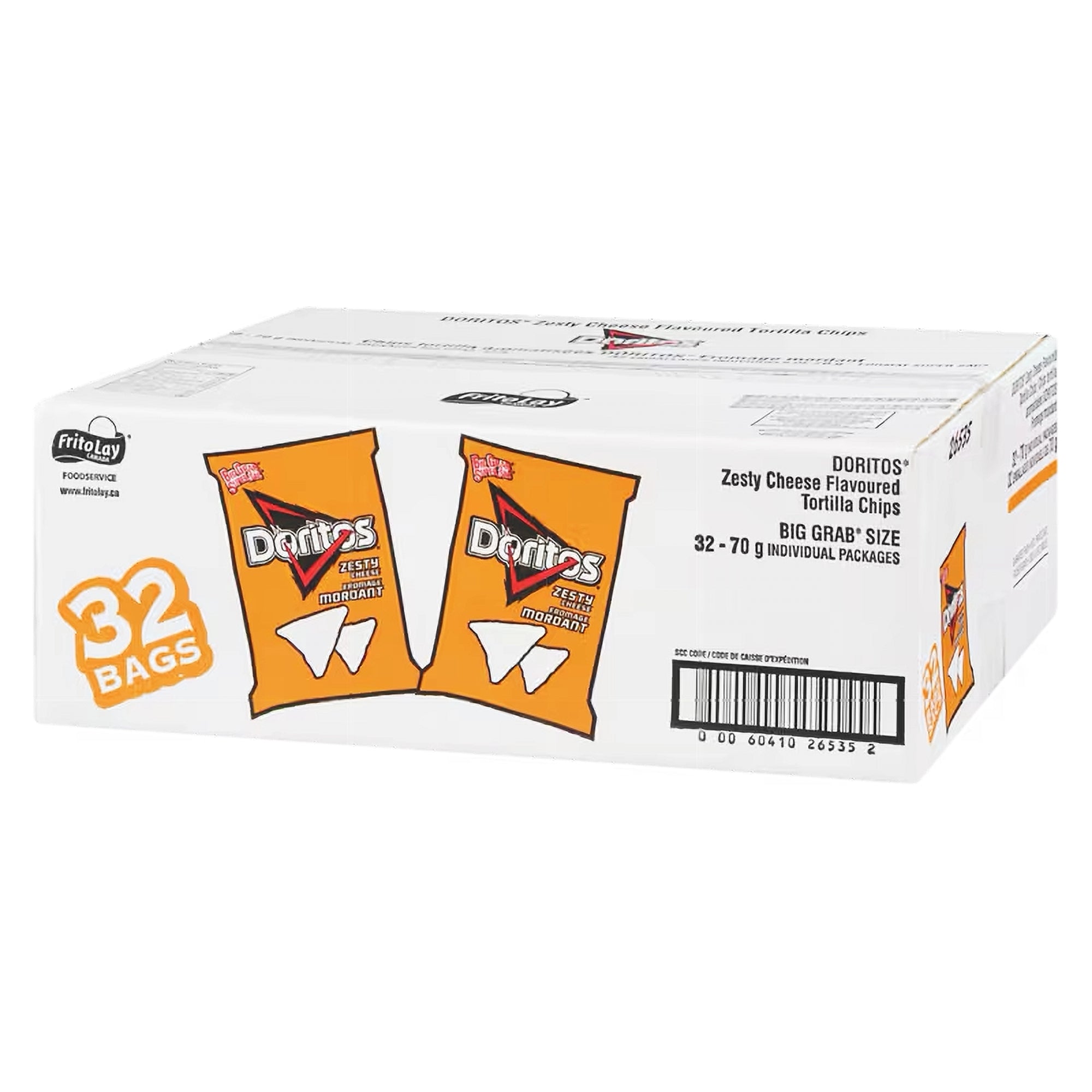 Doritos Zesty Cheese 32x70g bulk case – angle view