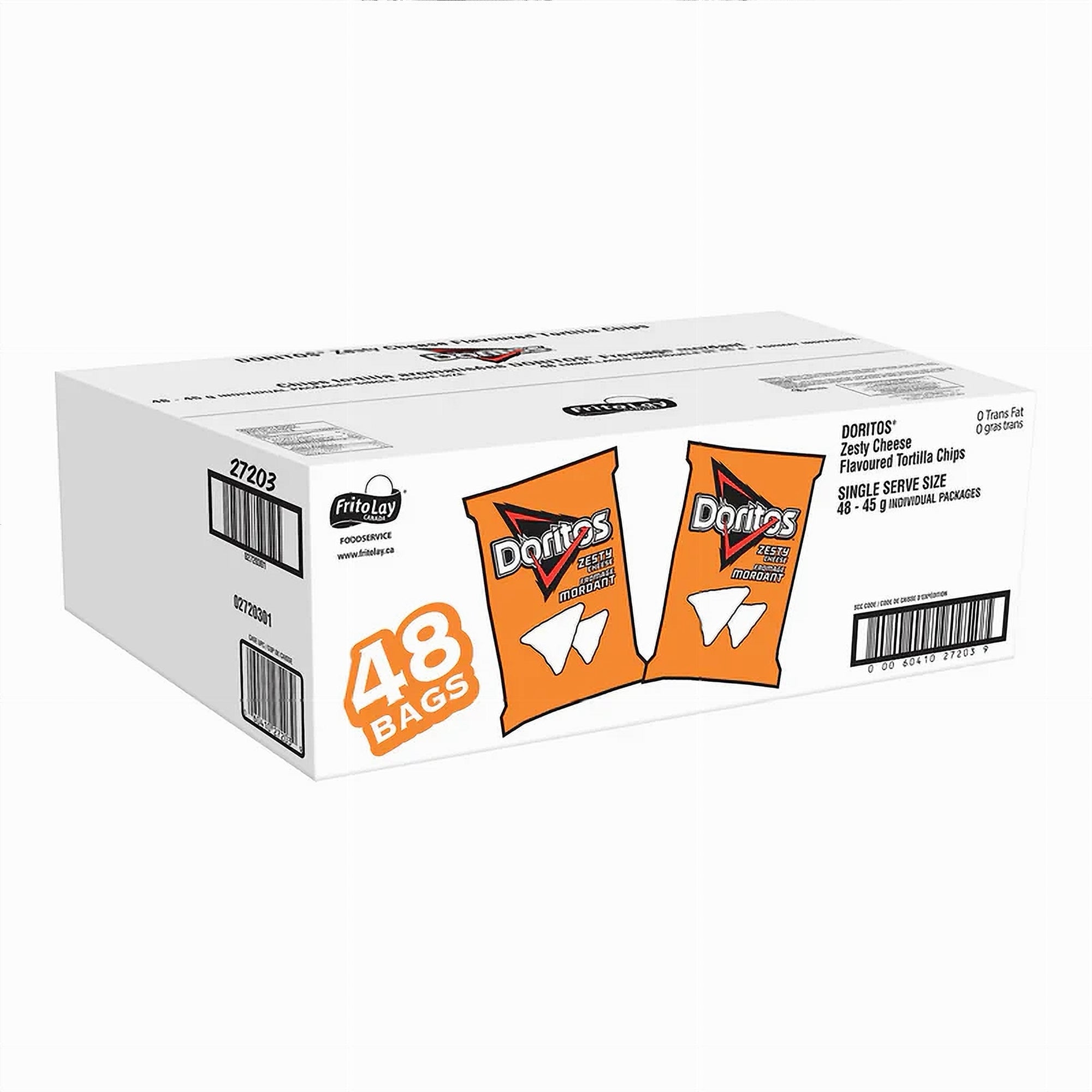 Doritos Zesty Cheese 48x45g bulk case – angle view