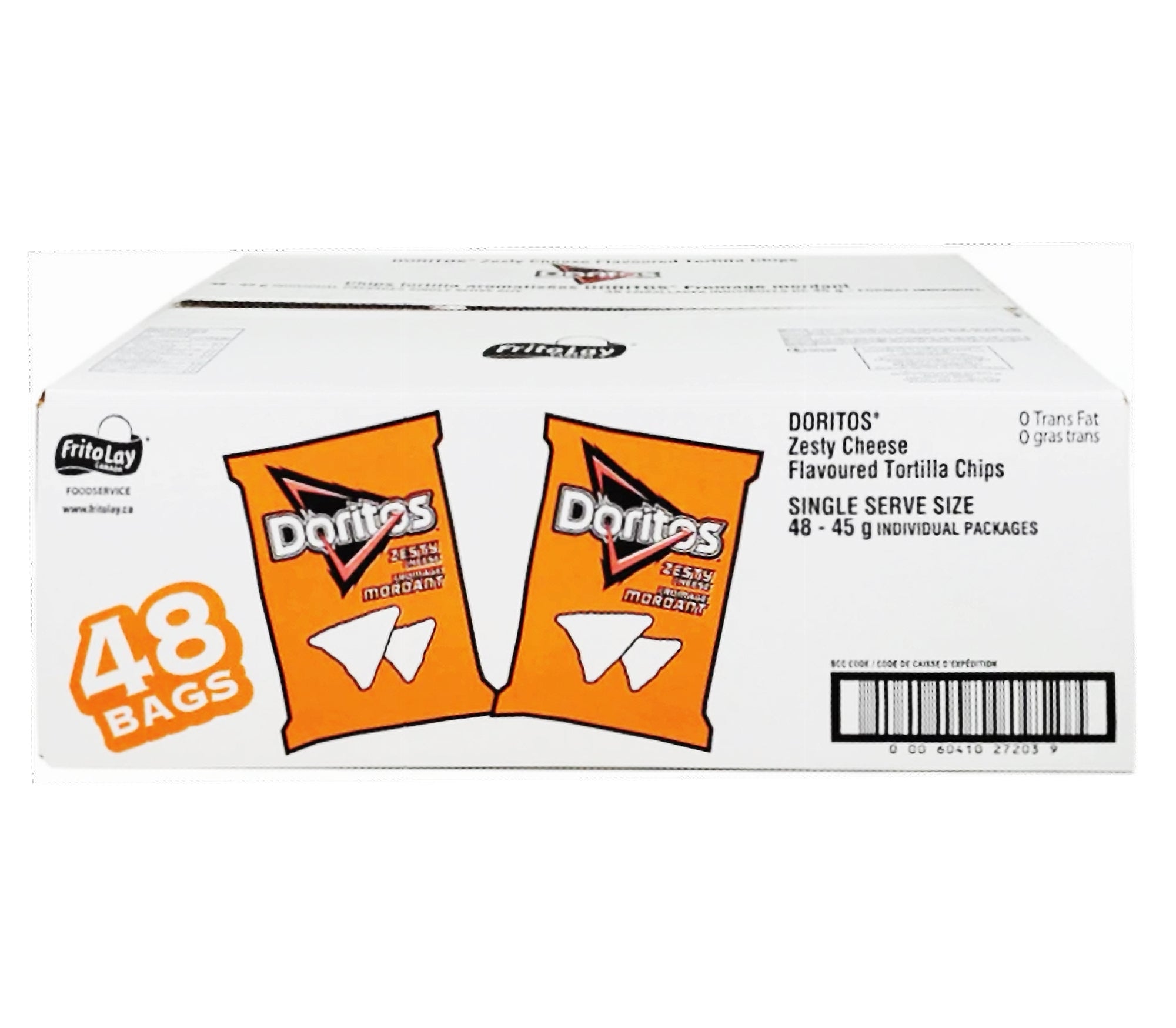 Doritos Zesty Cheese Tortilla Chips 48x45g bulk case – front view