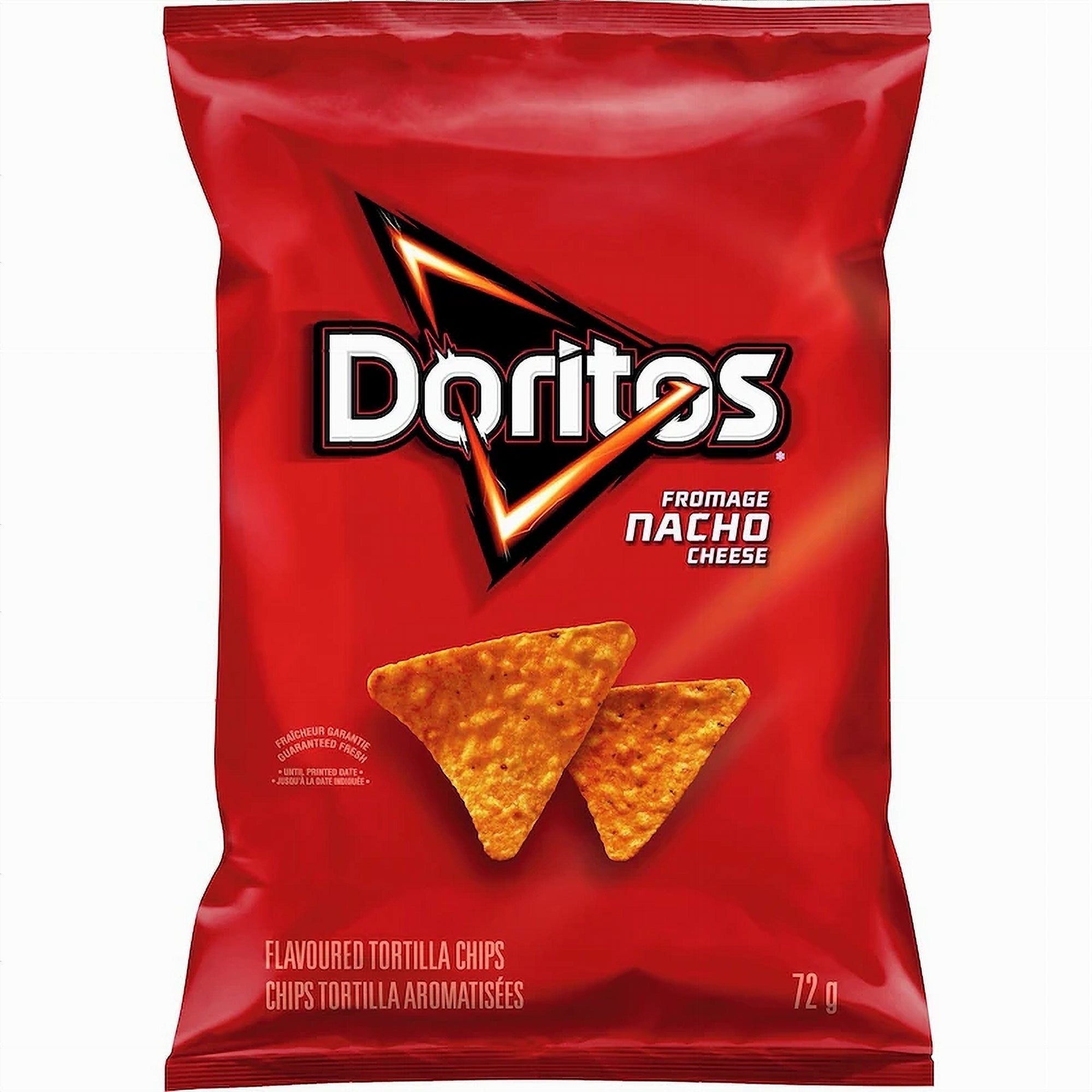 Doritos Nacho Cheese Tortilla Chips 72g bag front view alternate