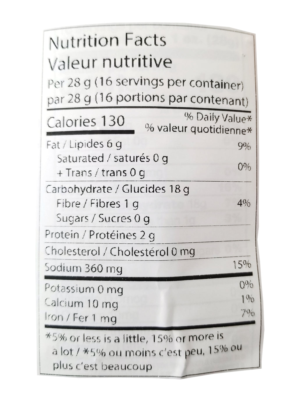 Dot's Original Homestyle Pretzel Twists, 454g, nutrition label.