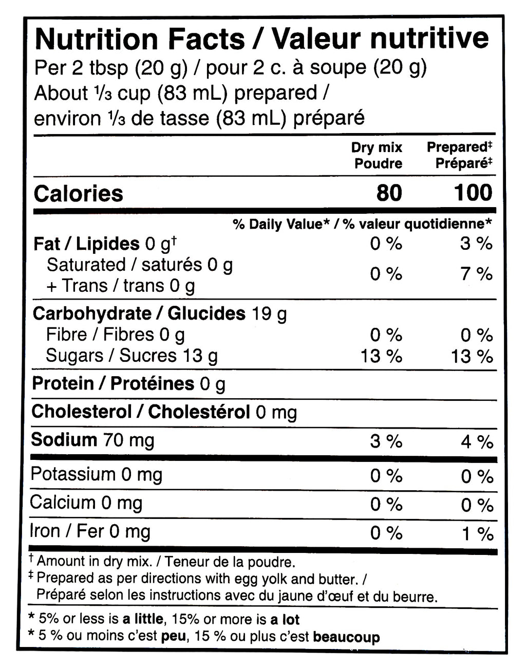 Dr. Oetker Shirriff Lemon Pie Filling & Desert Mix 328g/11.6 oz., Box, nutrition facts label.