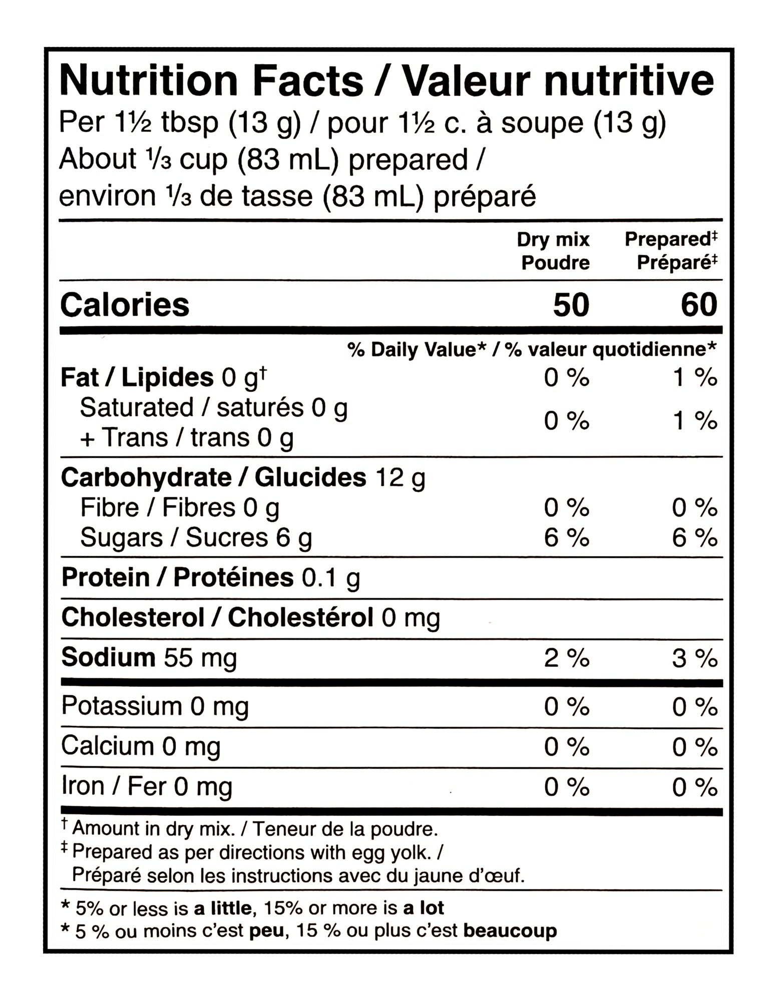 Nutrition facts label for Dr. Oetker Shirriff Light Lemon Pie Filling & Dessert Mix, 105g with detailed calorie count and nutritional content.