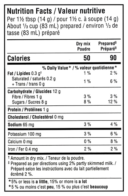 Dr. Oetker Shirriff Chocolate Pie Filling & Dessert Mix, 137g/5.6 oz. - Nutrition Facts Label