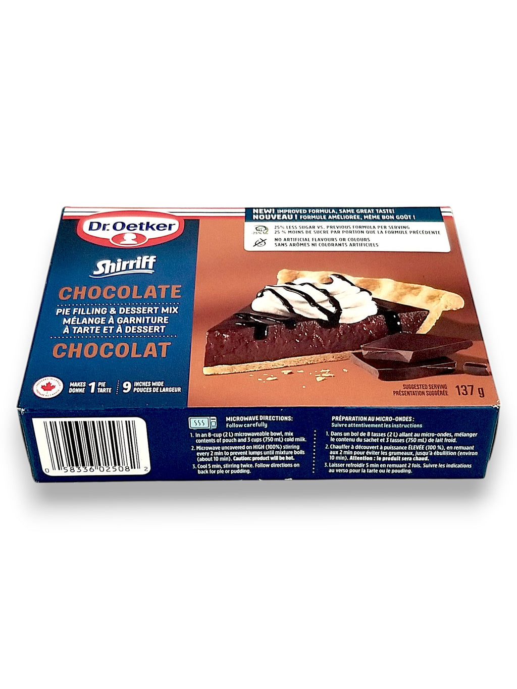 Dr. Oetker Shirriff Chocolate Pie Filling & Dessert Mix, 137g/5.6 oz. - Bottom Of Box