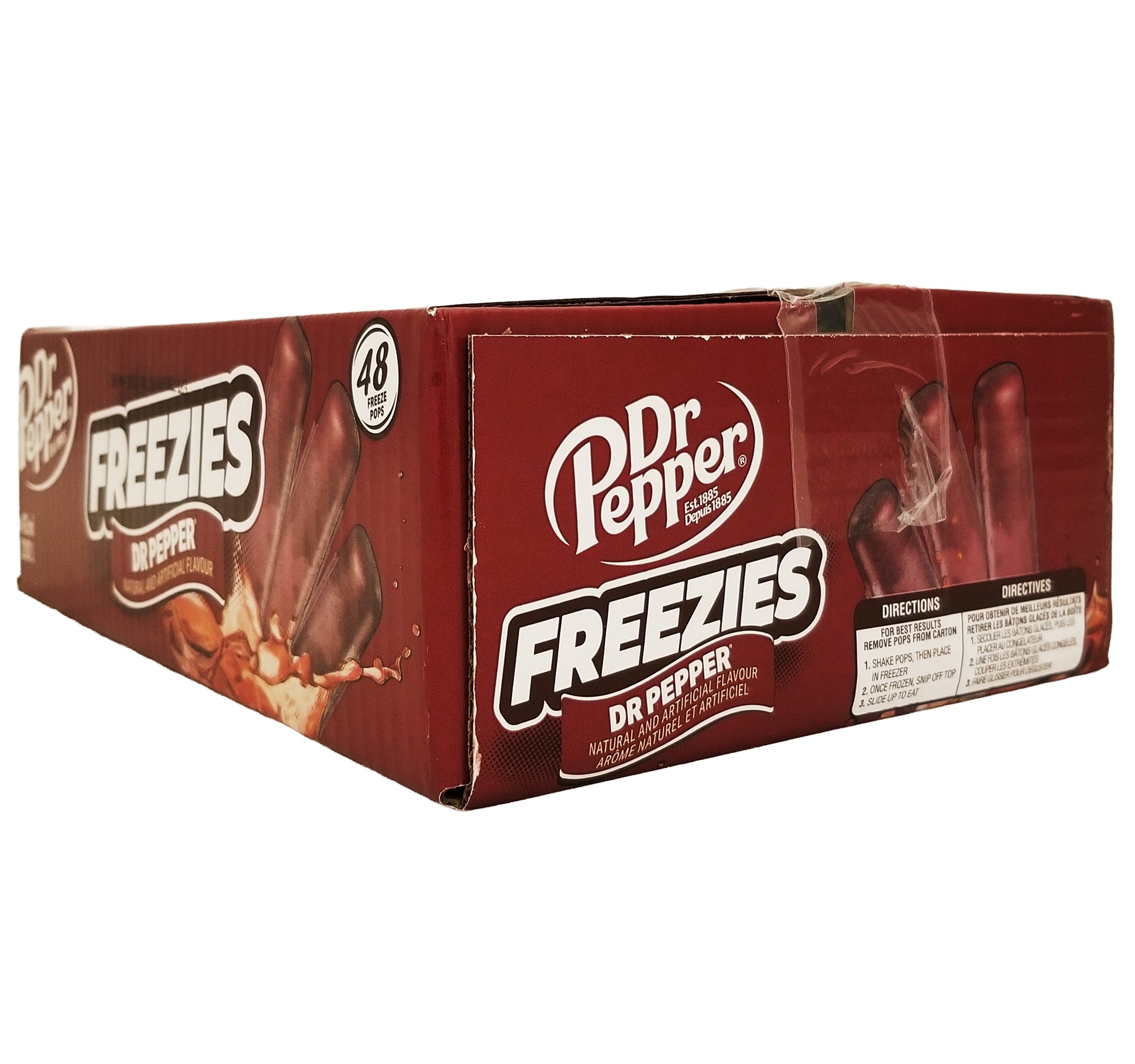 Dr Pepper Classic Freeze Pops 48-Pack 42ml angled box view