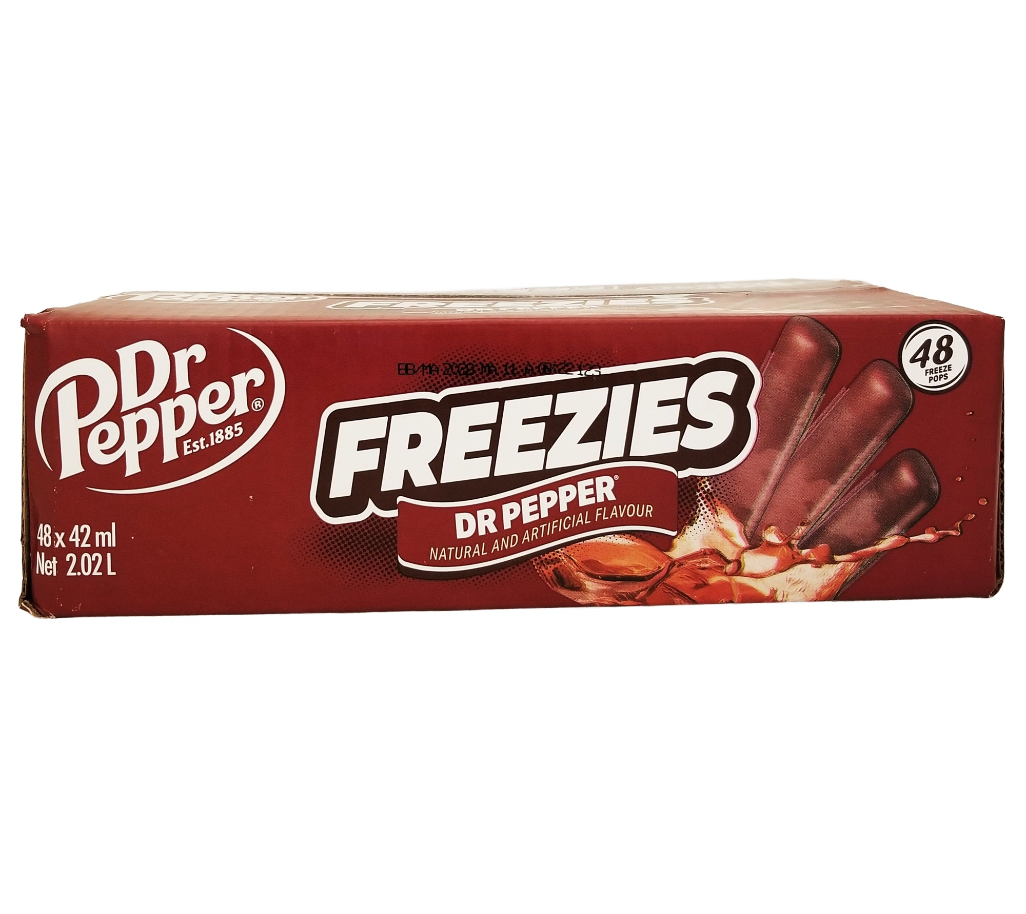 Dr Pepper Classic Freeze Pops 48-Pack 42ml front of box