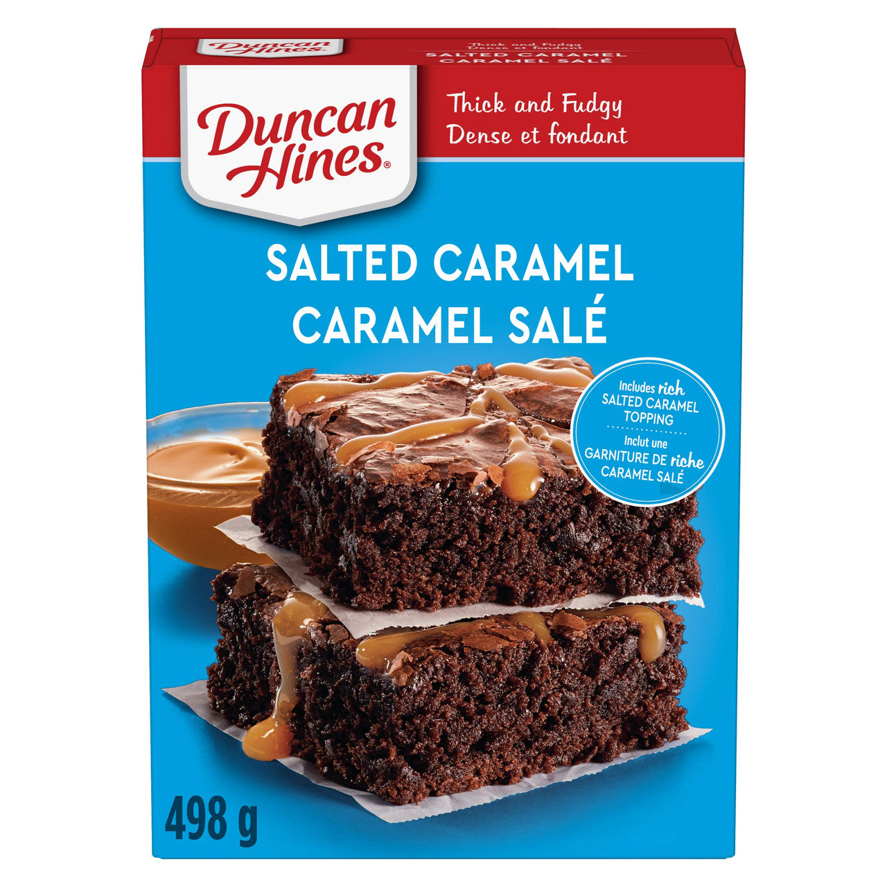Duncan Hines Premium Brownie Mix, Salted Caramel, 498g/17.6oz – Rich & Decadent Brownies with a Salty-Sweet Twist