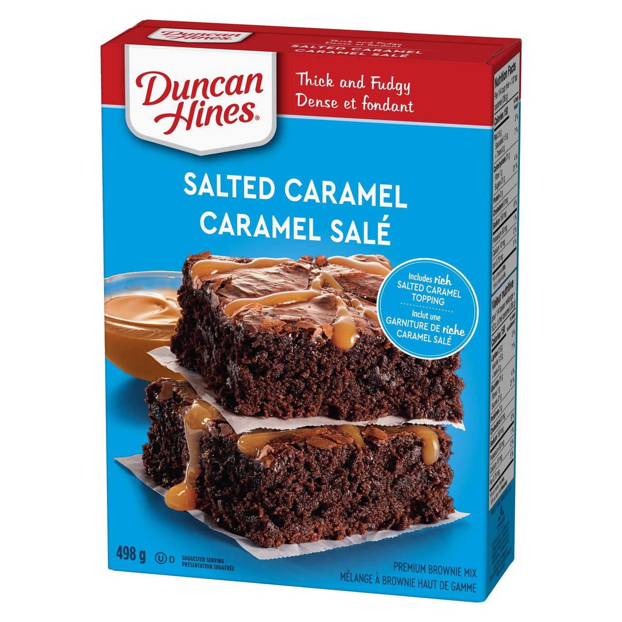 Duncan Hines Premium Brownie Mix, Salted Caramel, 498g/17.6oz – Rich & Decadent Brownies with a Salty-Sweet Twist