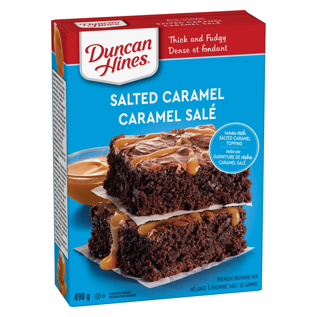 Duncan Hines Premium Brownie Mix, Salted Caramel, 498g/17.6oz – Rich & Decadent Brownies with a Salty-Sweet Twist