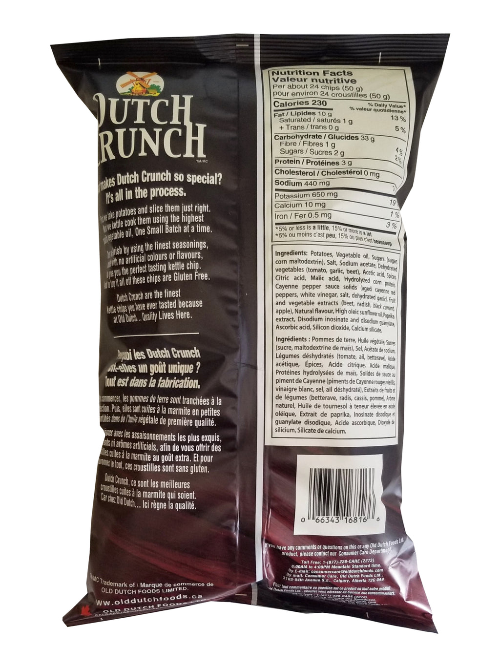 Old Dutch Dutch Crunch Kettle Cooked Spicy Ketchup Chips, 200g/7 oz. Bag