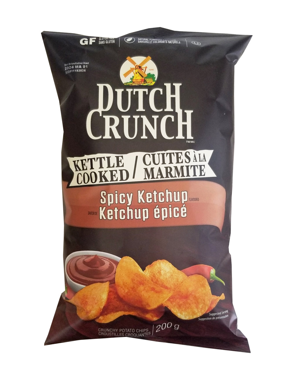 Old Dutch Dutch Crunch Kettle Cooked Spicy Ketchup Chips, 200g/7 oz. Bag