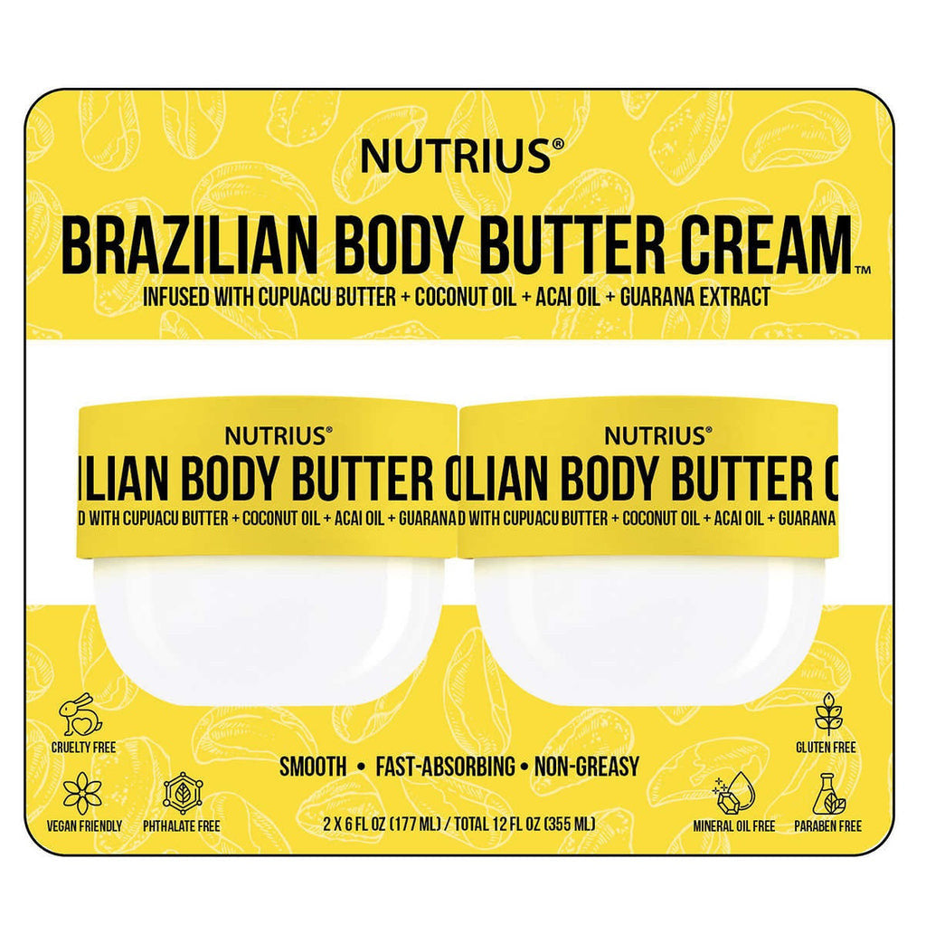 Nutrius Brazilian Body Butter Cream, 2 x 177mL/6 fl. oz. Jars {Imported from Canada}