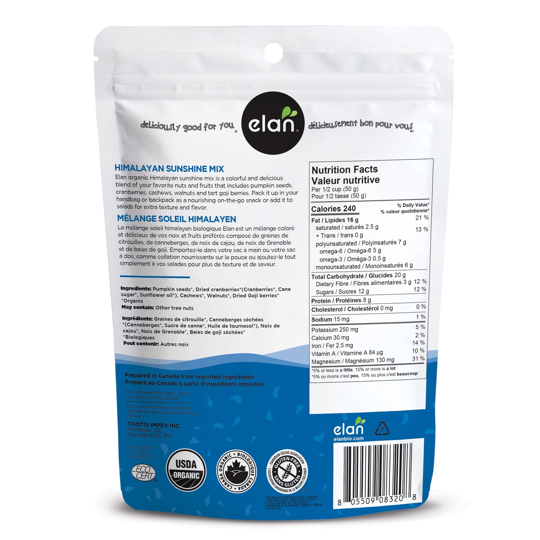 ELAN Organic Himalayan Sunshine Mix - 150g (5.3oz) - Back