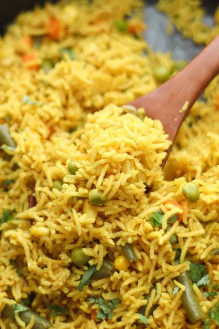 Rose Hill Vegetable Rice Spice, 750g/26.5 oz., Shaker, rice with vegetable rice spice.