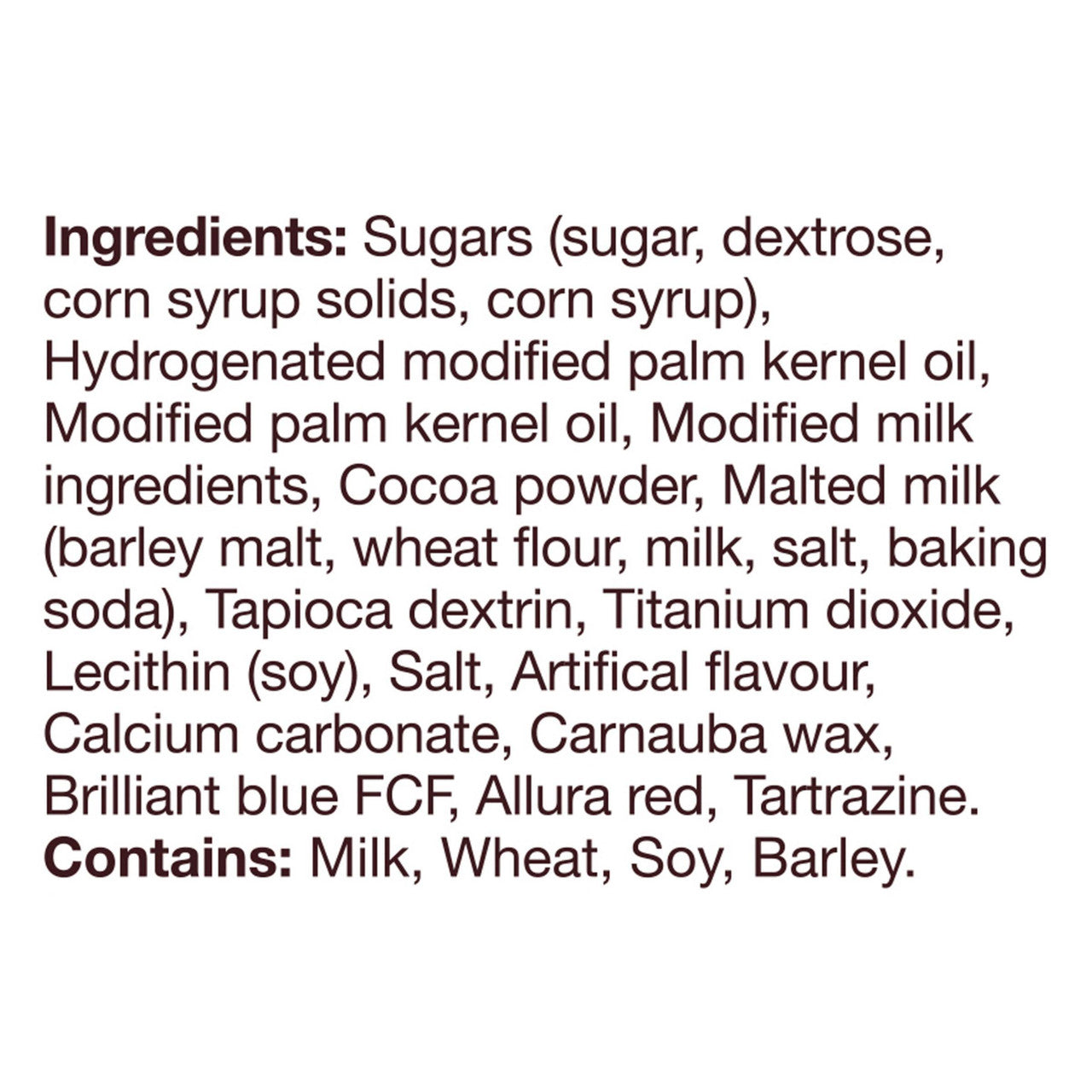 Eggies made with Whoppers – 340g (12 oz) Bag Ingredients