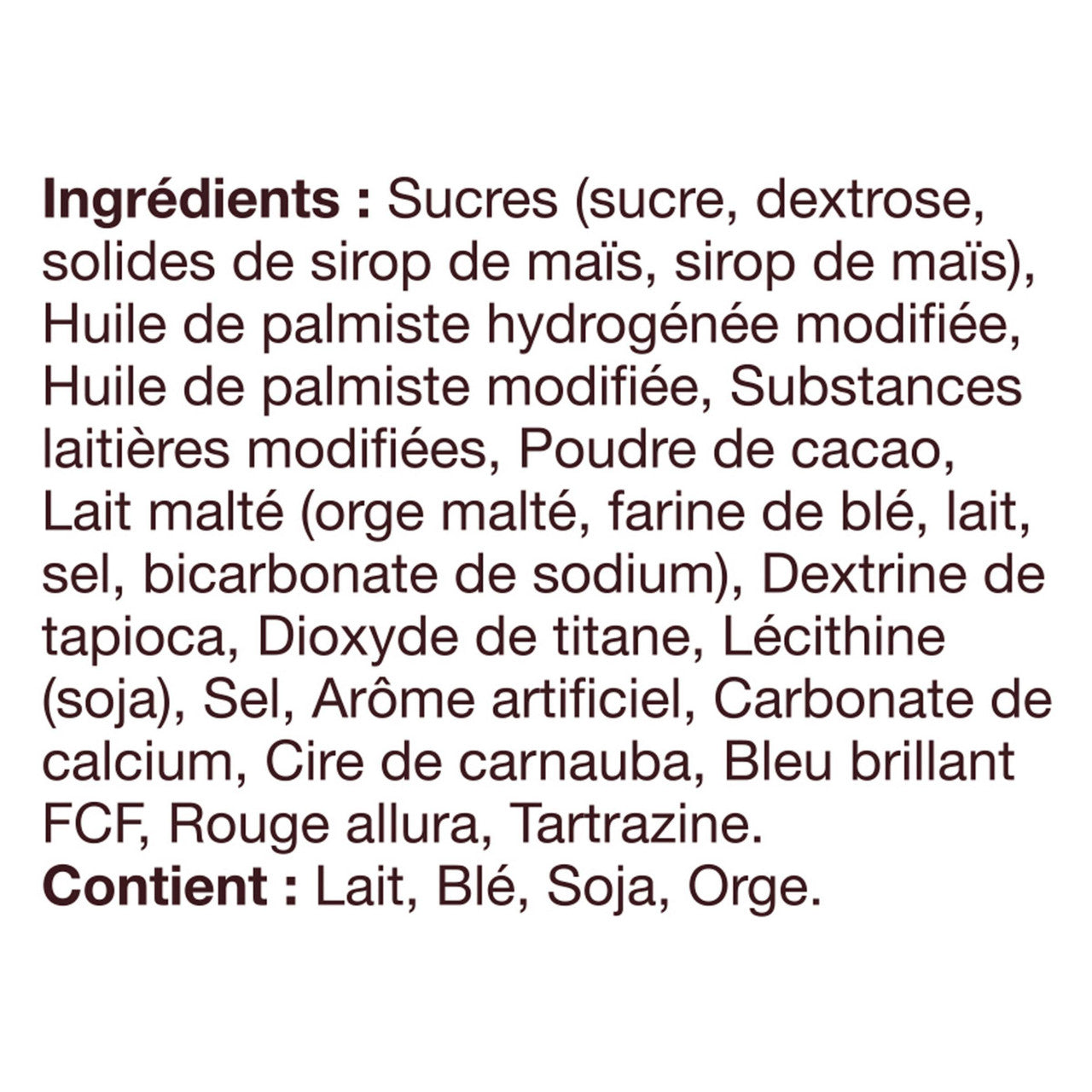 Eggies made with Whoppers – 340g (12 oz) Bag Ingredients In French