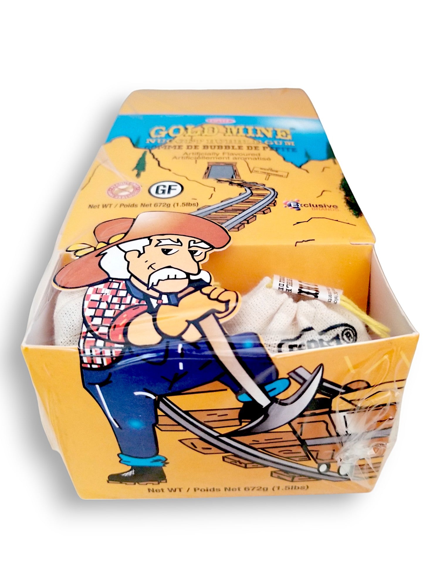 Espeez Gold Mine Nugget Bubble Gum, 12 units (56g), 672g, front of box.