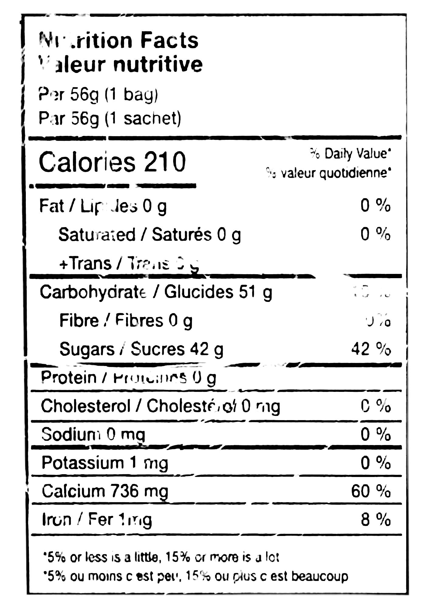 Espeez Gold Mine Nugget Bubble Gum, 12 units (56g), 672g, nutrition facts label.