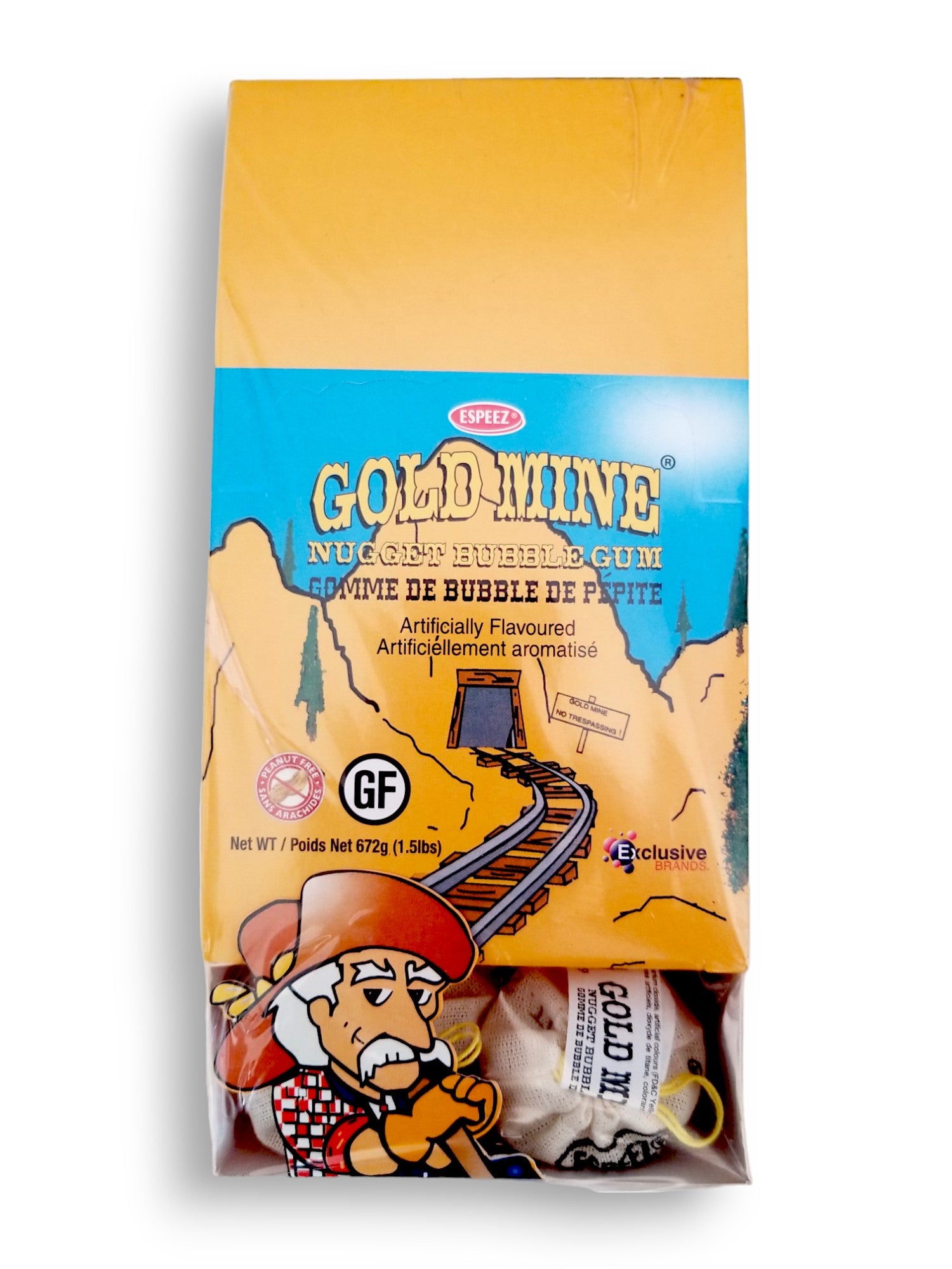 Espeez Gold Mine Nugget Bubble Gum, 12 units (56g), 672g, top of box.