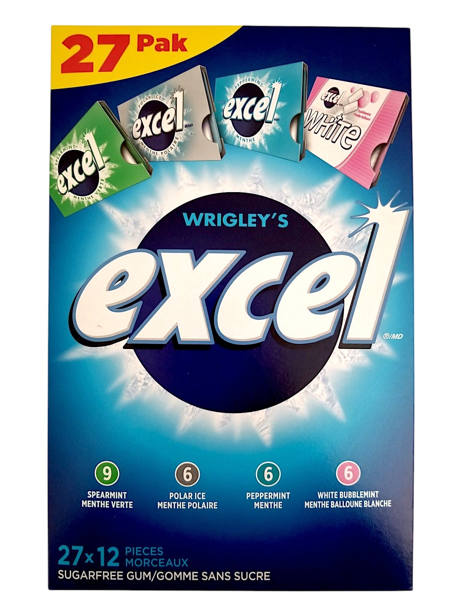 Excel Sugar-Free Gum, Variety Pack 27x12pc/324-Pieces