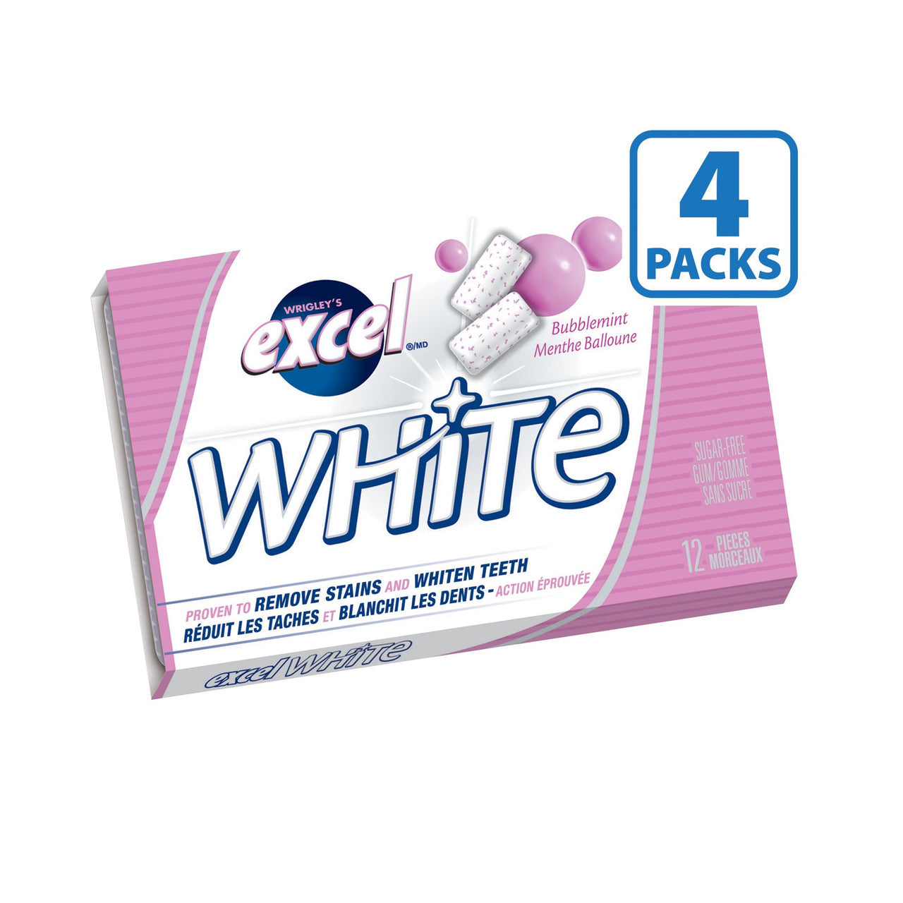 Excel White Chewing Gum Bubblemint (48 Count)  4 packs