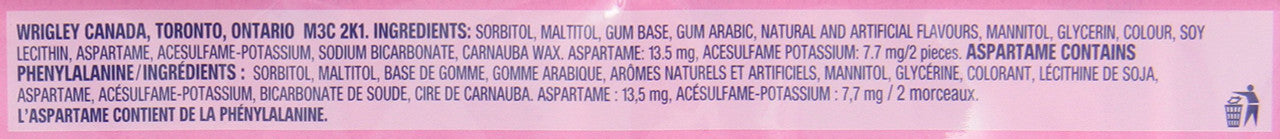 Excel White Chewing Gum Bubblemint (48 Count) Ingredients