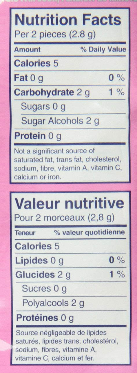 Excel White Chewing Gum Bubblemint (48 Count) Nutrition Facts