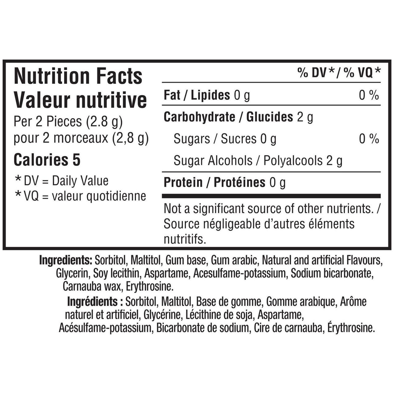 Excel White Chewing Gum White Bubblemint, 3 x 18 pieces, 54 pieces total Box Bottom Side