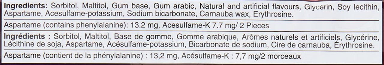 Excel White Chewing Gum White Bubblemint, 3 x 18 pieces, 54 pieces total Box Ingredients