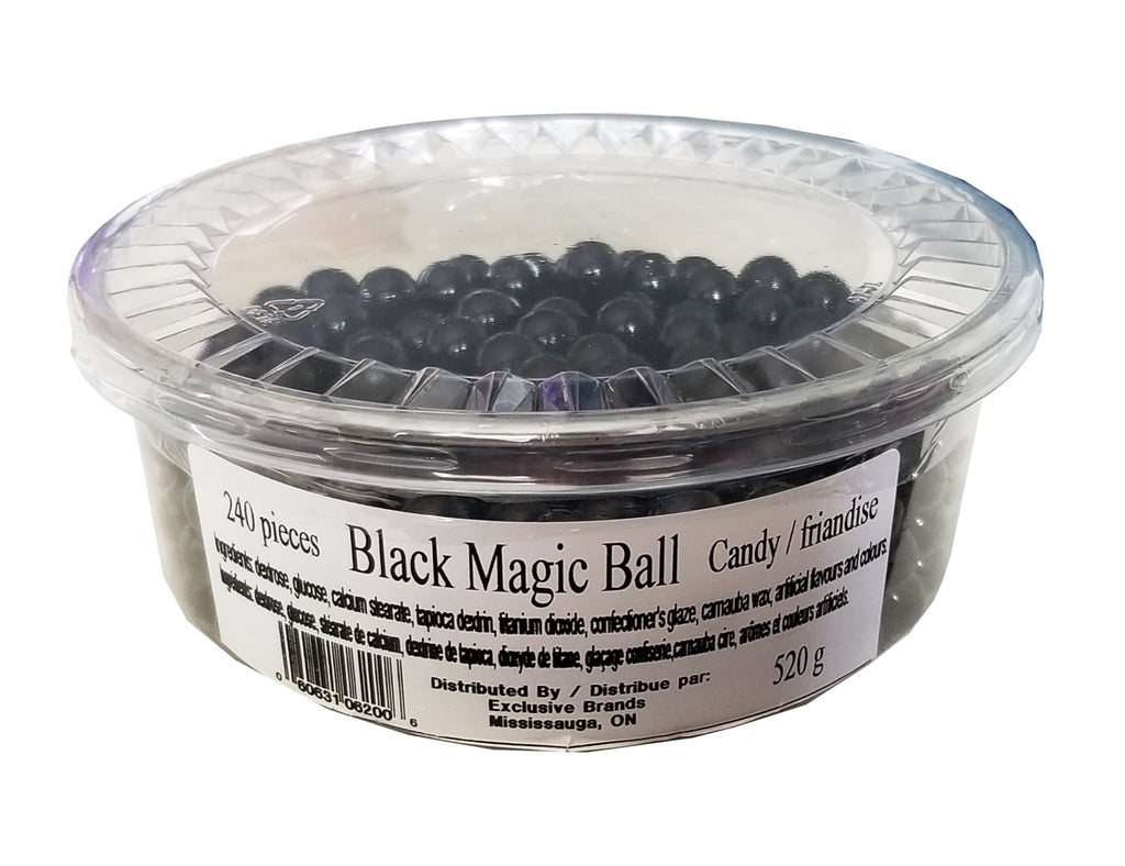 Exclusive Brands Black Magic Balls, Licorice Jawbreakers, 240 pieces, 520g/18.2 oz. Tub {Imported from Canada}