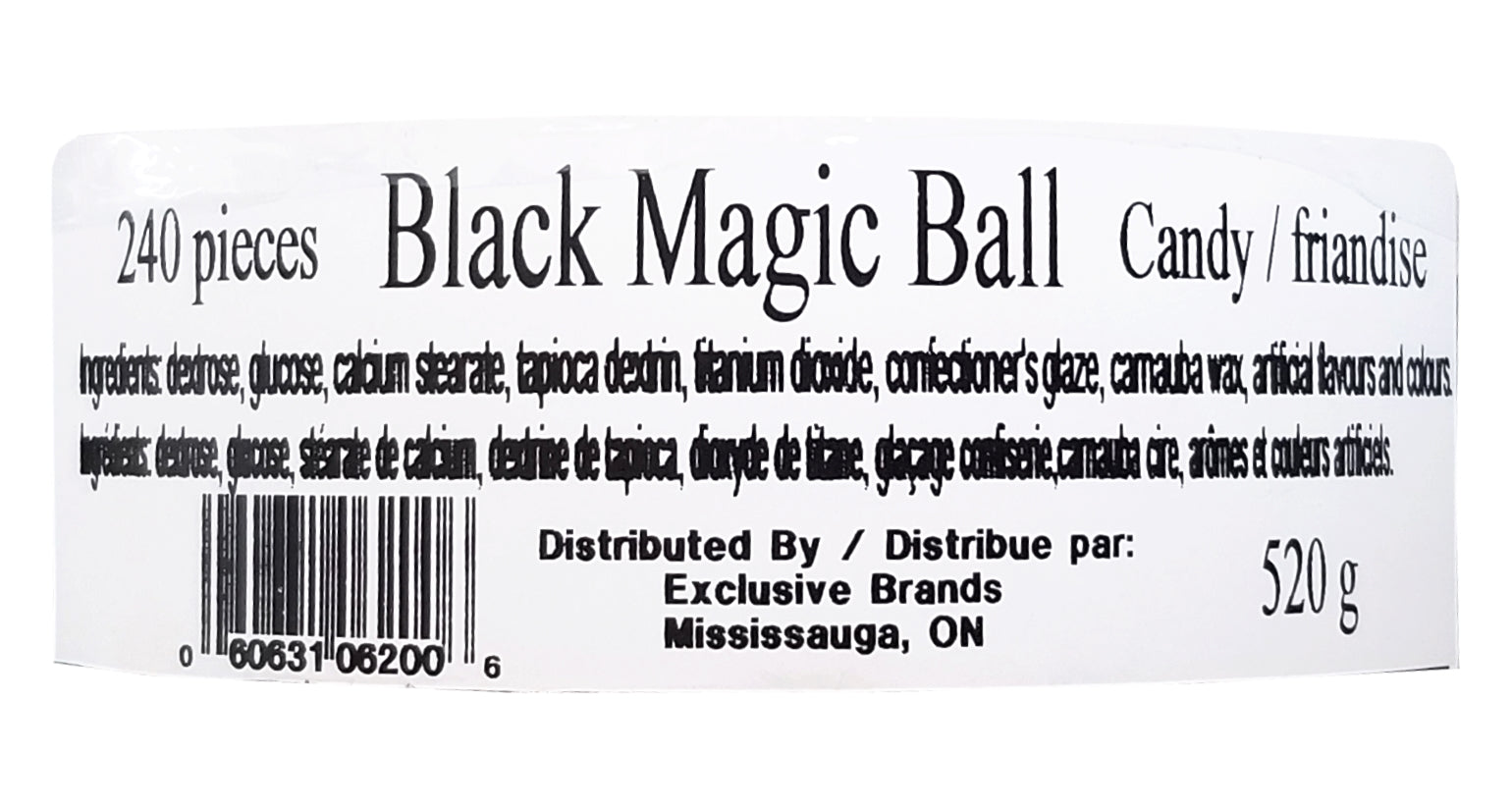 Exclusive Brands Black Magic Balls, Licorice Jawbreakers, 240 pieces, 520g/18.2 oz. Tub {Imported from Canada}