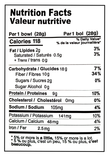 Nutrition facts label for Farm Girl Babanapple Fritter Cereal, 280g/9.8 
