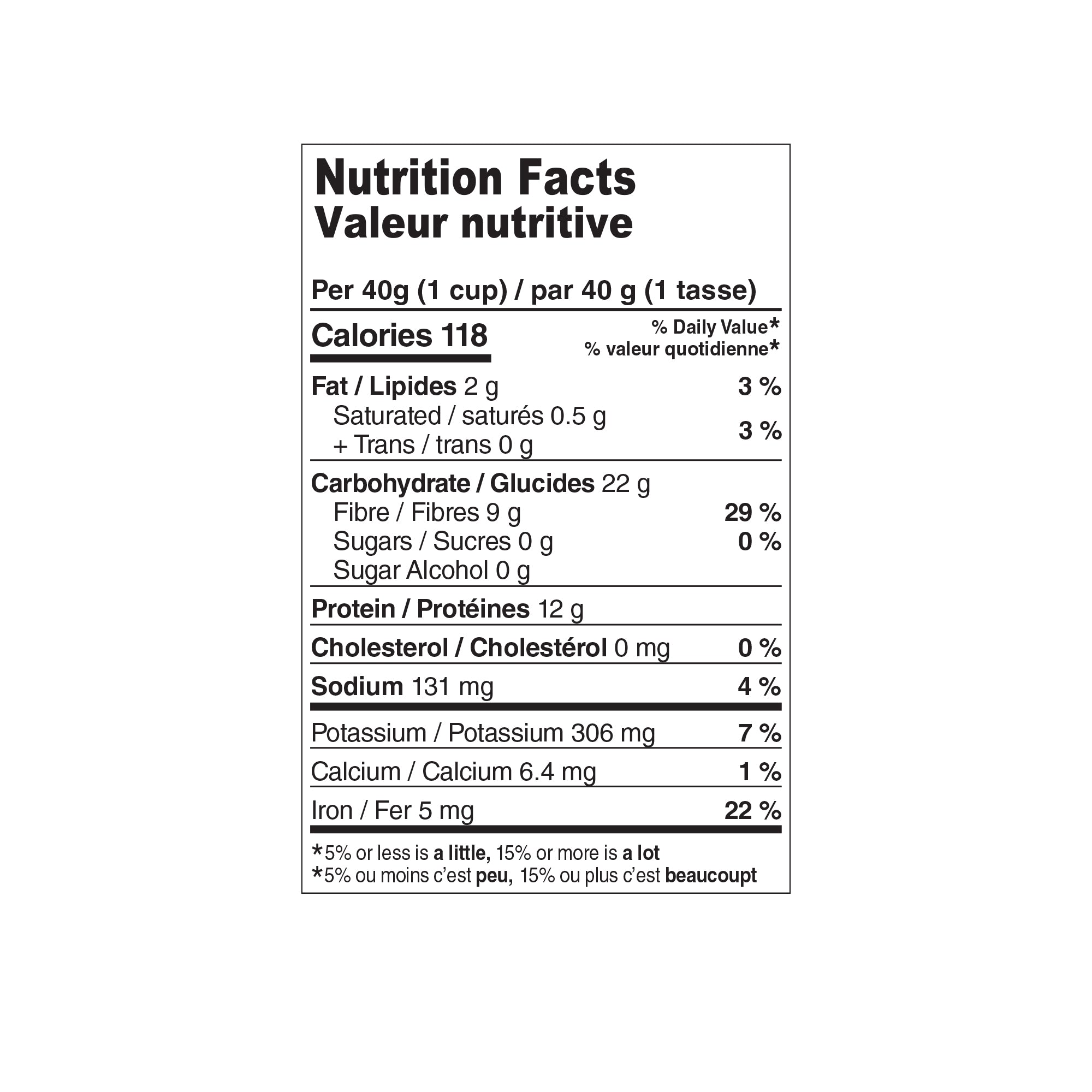 Nutrition facts label for Farm Girl Chocolate Puffs Cereal, 280g/9.88 oz.