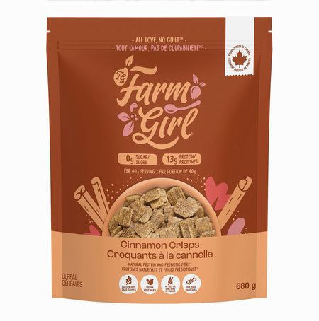 Farm Girl Cinnamon Crisps 680g packaging on a white background