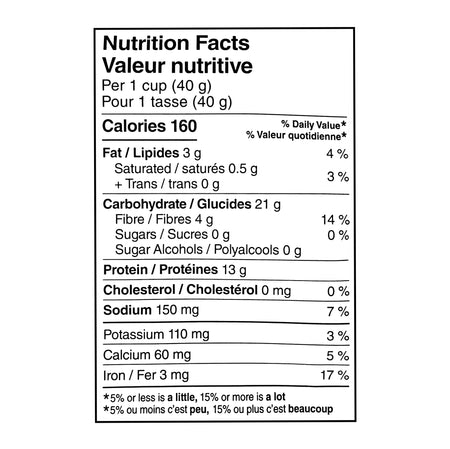 Nutrition facts label for a Farm Girl Cinnamon Crisps Cereal 680g packaging on a white background