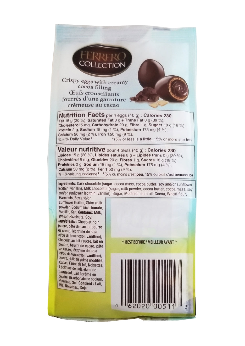 Ferrero Collection Crispy Cocoa Eggs, 10 count, 100g/3.5 oz. Bag {Imported from Canada}