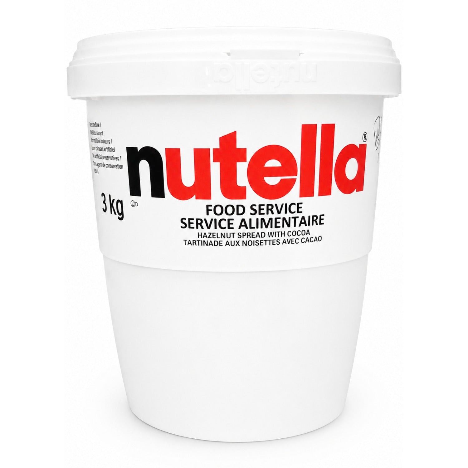 Nutella Chocolate Hazelnut Spread 3 kg food service bulk tub, front view