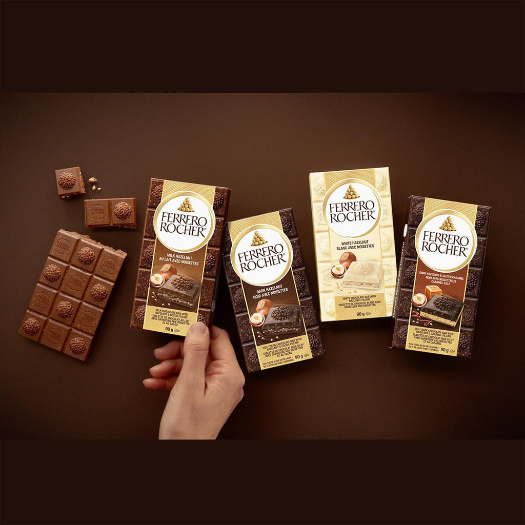 Ferrero Rocher Premium Dark Chocolate Hazelnut & Salted Caramel Bar, 90g/3.15 oz. Bars