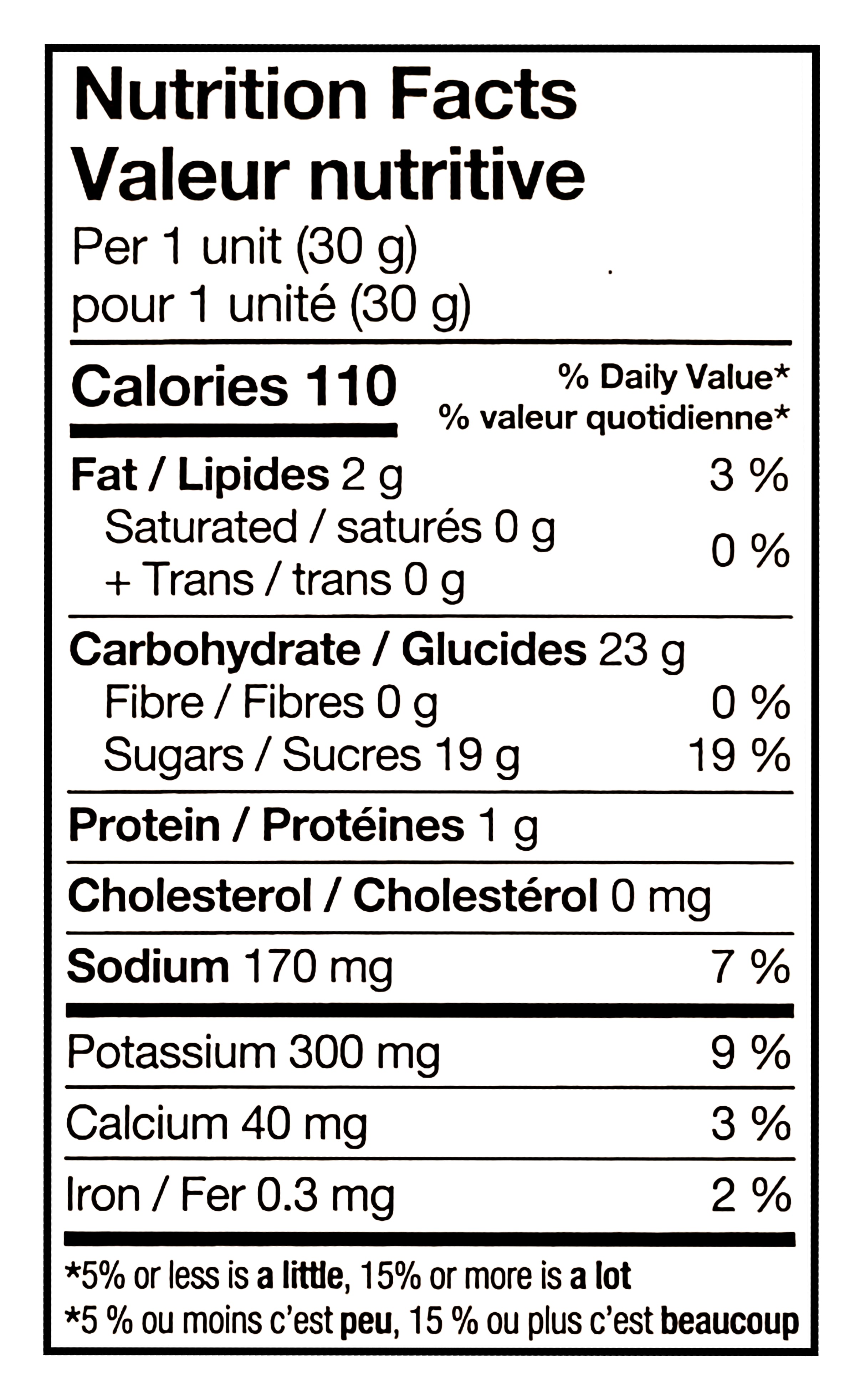 Nutrition facts label for Folgers Hot Or Cold Instant Latte, Caramel Drizzle Flavored, 4 Packets, 120g with black text on a white background