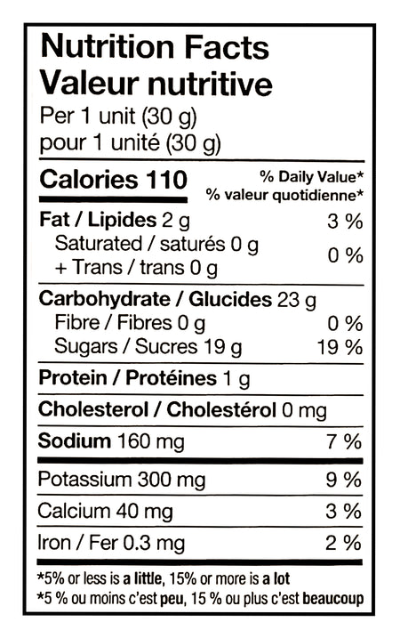 Nutrition facts label for Folgers Hot Or Cold Instant Latte, French Vanilla Flavored, 4 Packets, 120g with detailed calorie and nutrient information.