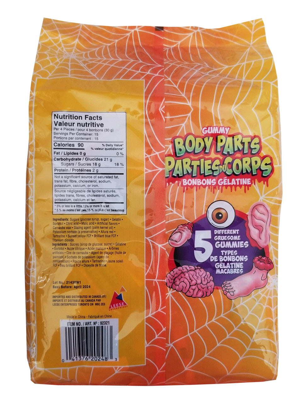 Frankford Gummy Body Parts, 60ct, 450g/1 lb., Bag {Imported from Canada}