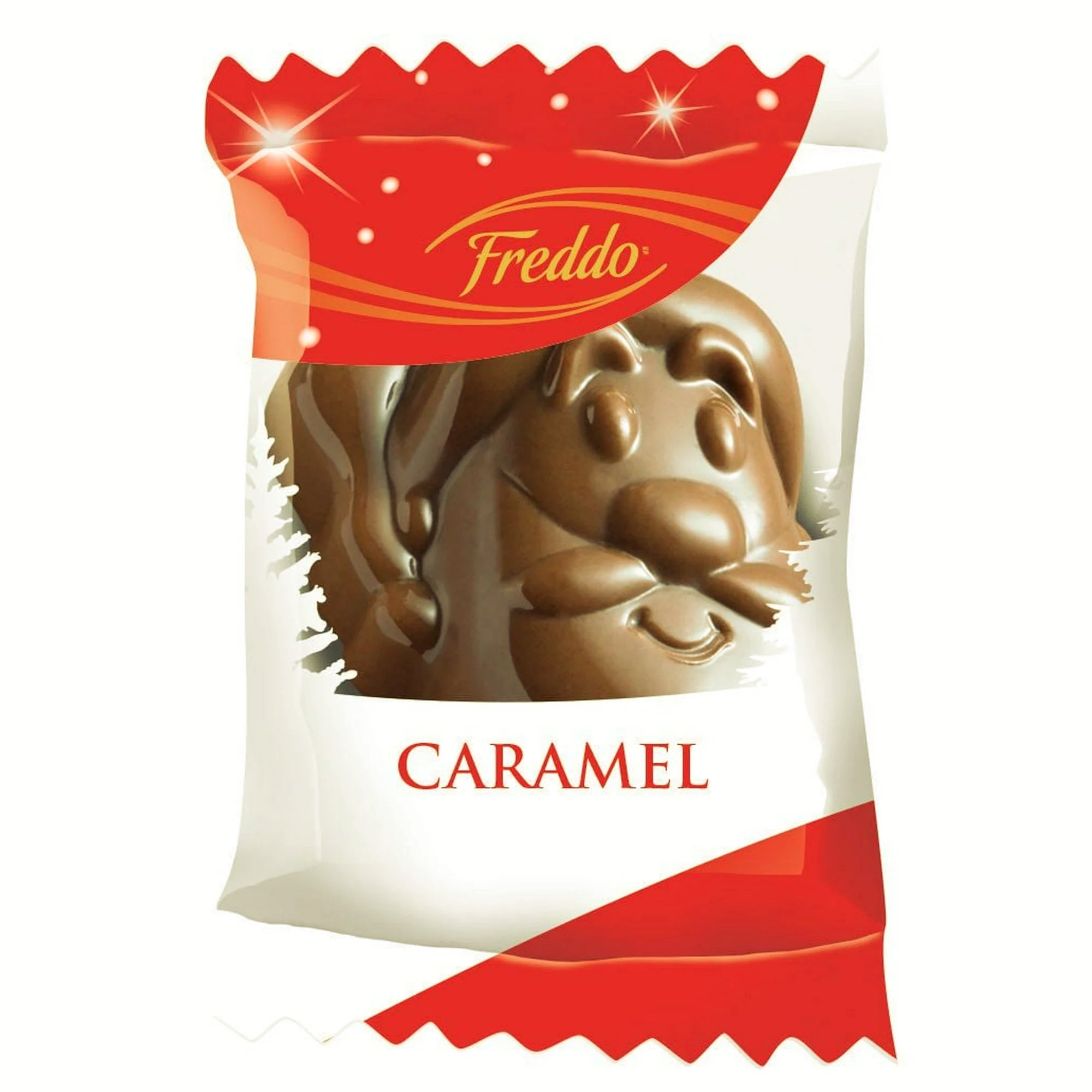 Freddo caramel chocolate Santa face in packaging on a white background