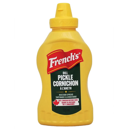 French's Dill Pickle Mustard Spread 325ml squeeze bottle, front view