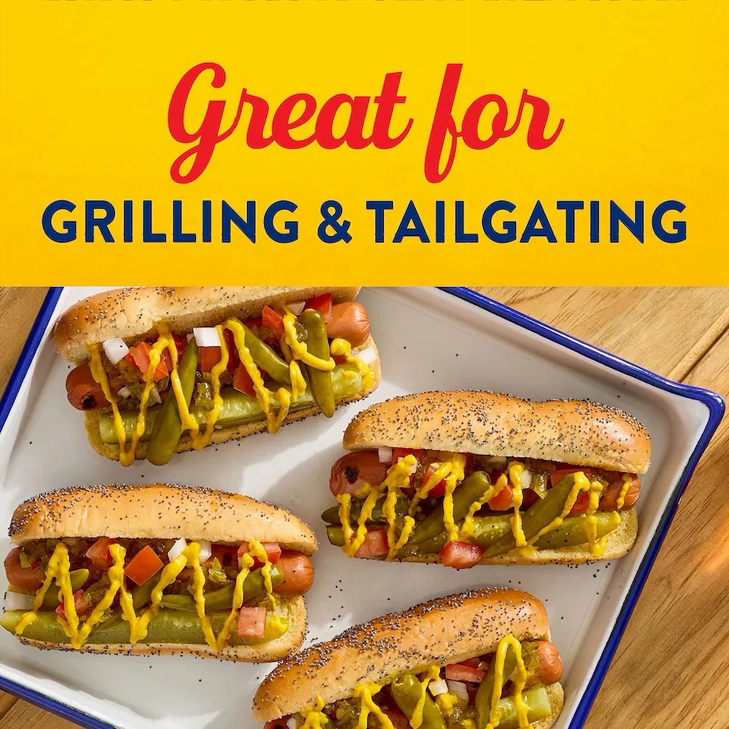 French's Dill Pickle Mustard Spread — great for grilling and tailgating