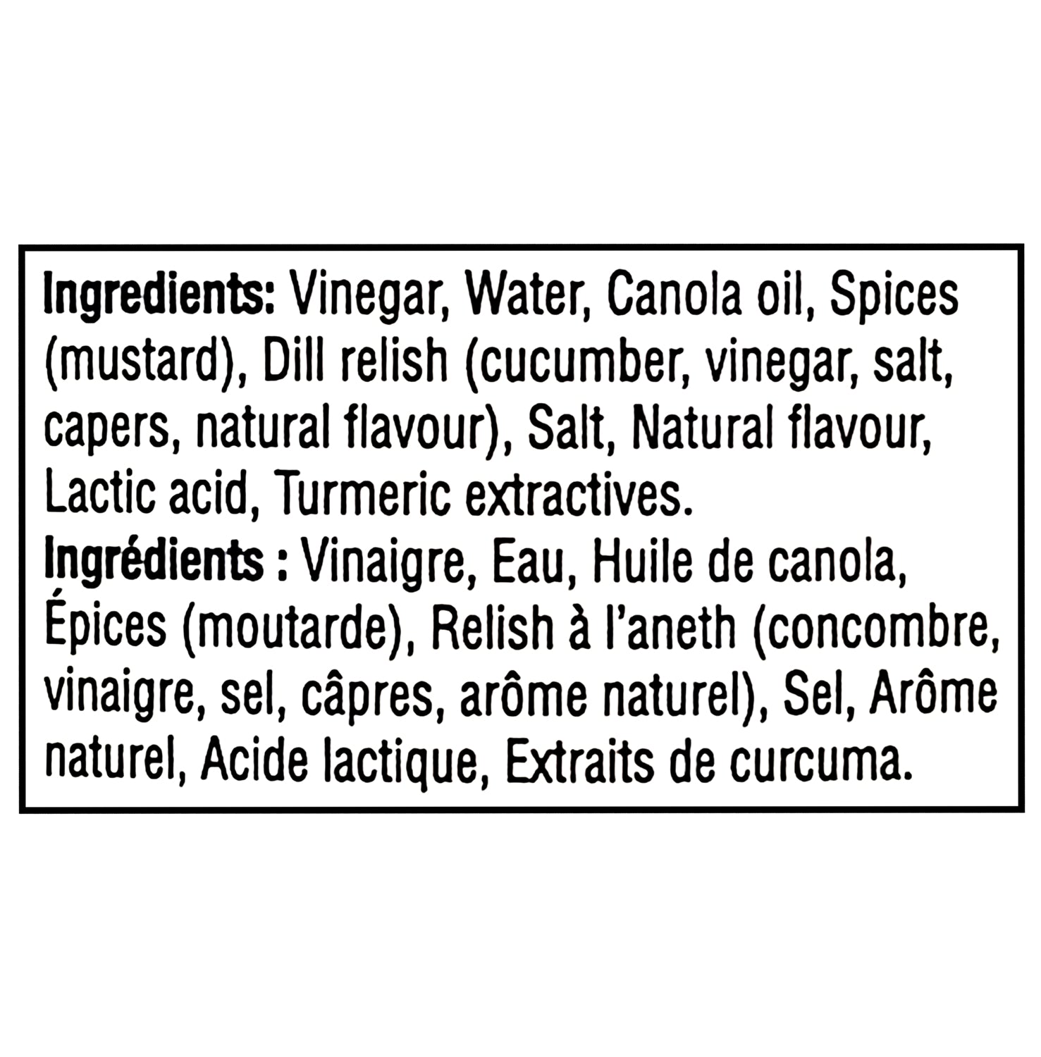French's Dill Pickle Mustard Spread 325ml ingredients list